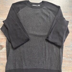 Claiborne Black Crewneck Sweater with Textured Design Medium